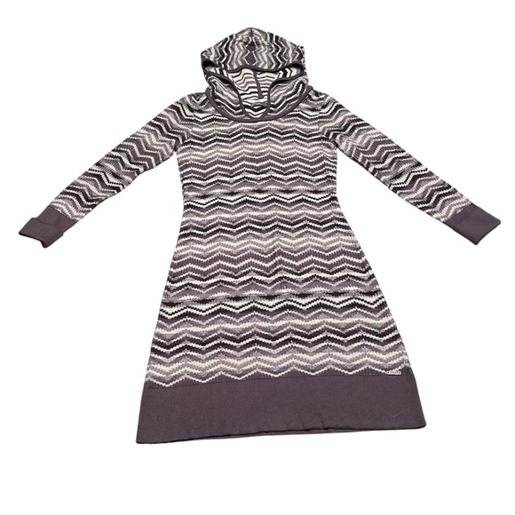 PrAna Meryl Hooded Sweater Dress Gray Chevron Size S - Picture 3 of 11